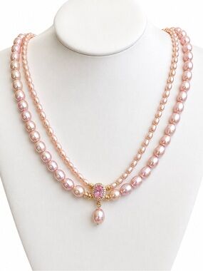 N316-Premium Sakura Pink Doube Layer Necklace